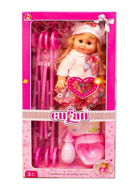 Cufan Baby Doll with Stroller & 4-in-1 Care Set