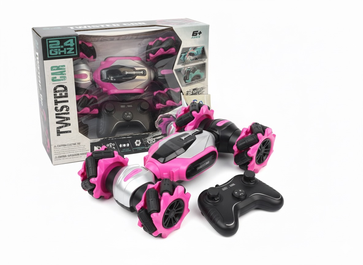 2.4GHz Pink Dual-Form Twisted Stunt RC Car