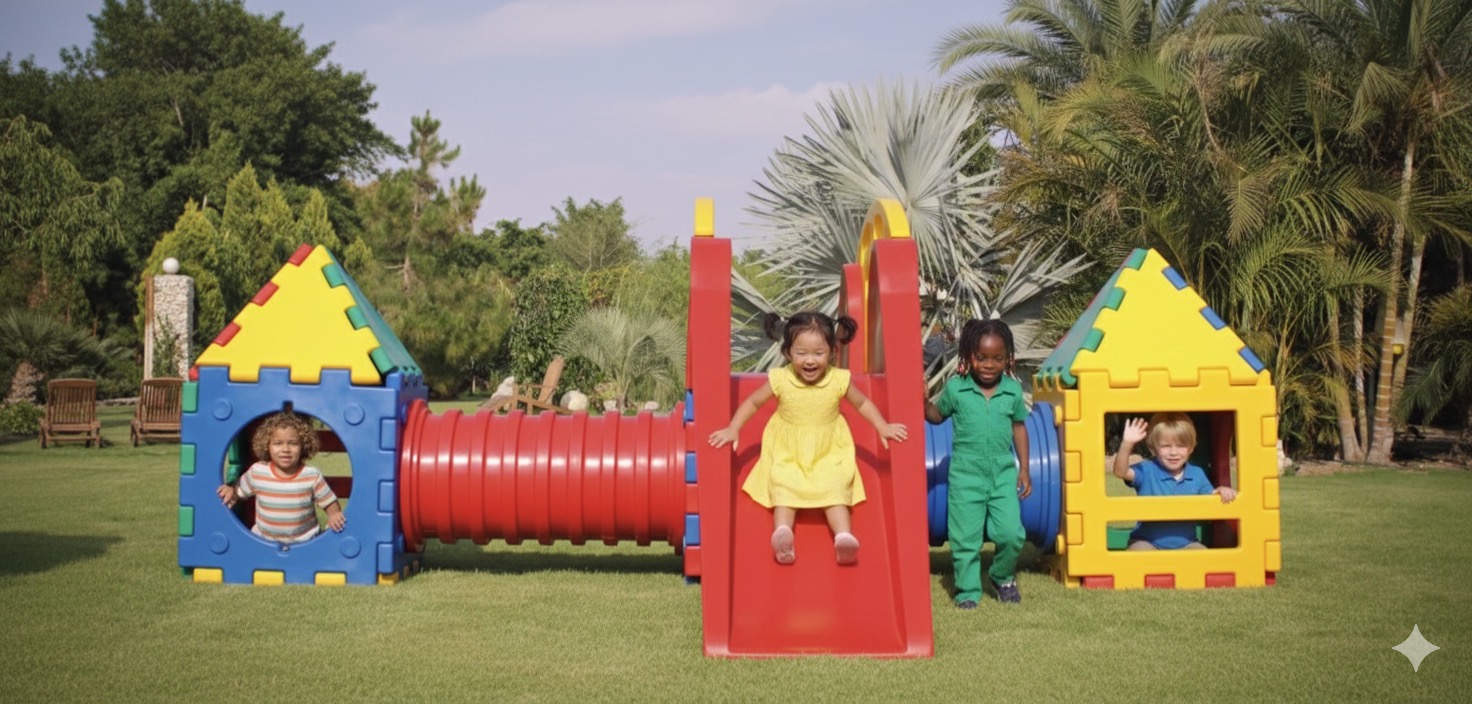 Kids' Giant Modular Slide & Tunnel Playset (380x145 cm)