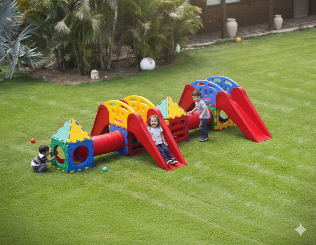 Giant Modular Caterpillar Tunnel & Slide Playset (555x145 cm)