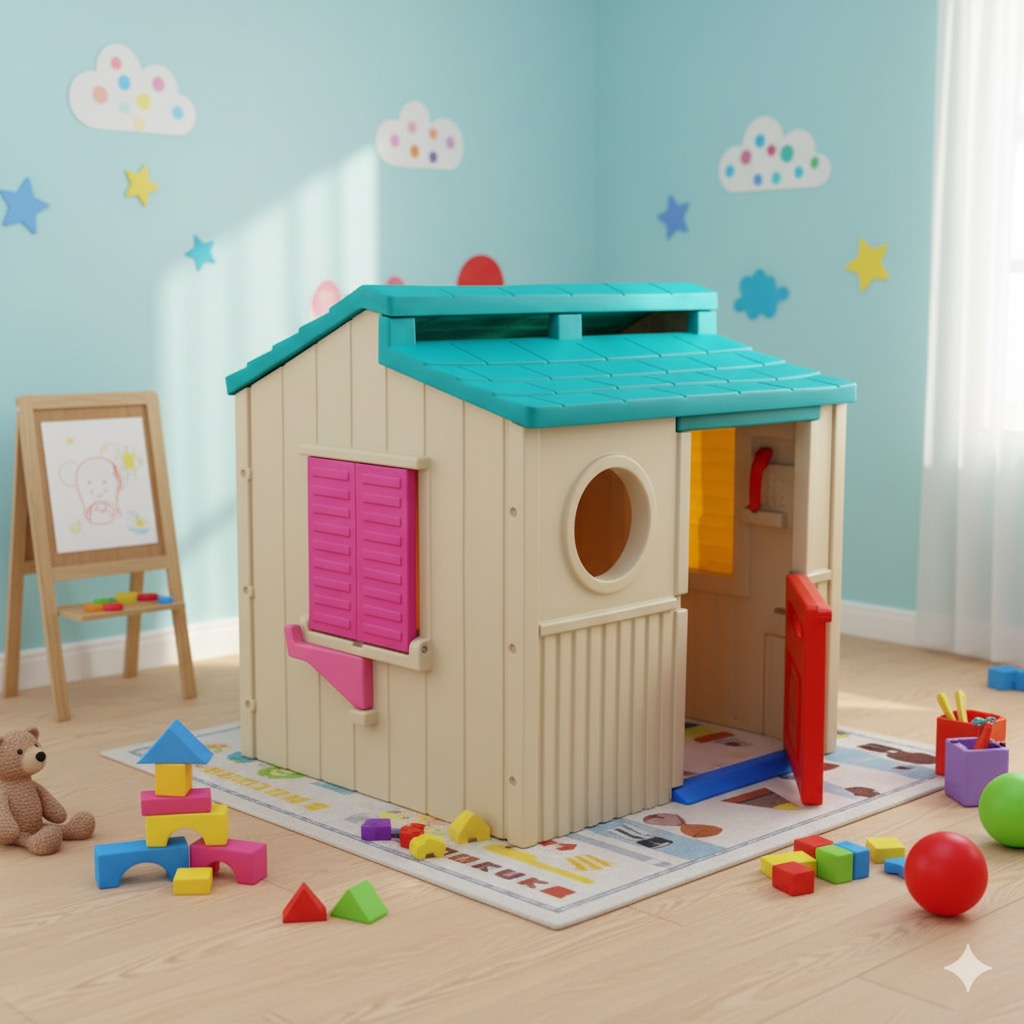 Colorful Indoor/Outdoor Plastic Playhouse (129x112x127 cm)