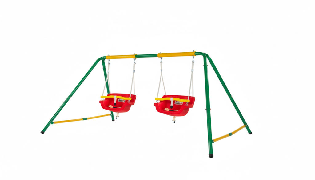 Double Toddler Metal Swing Set with Safety Seats