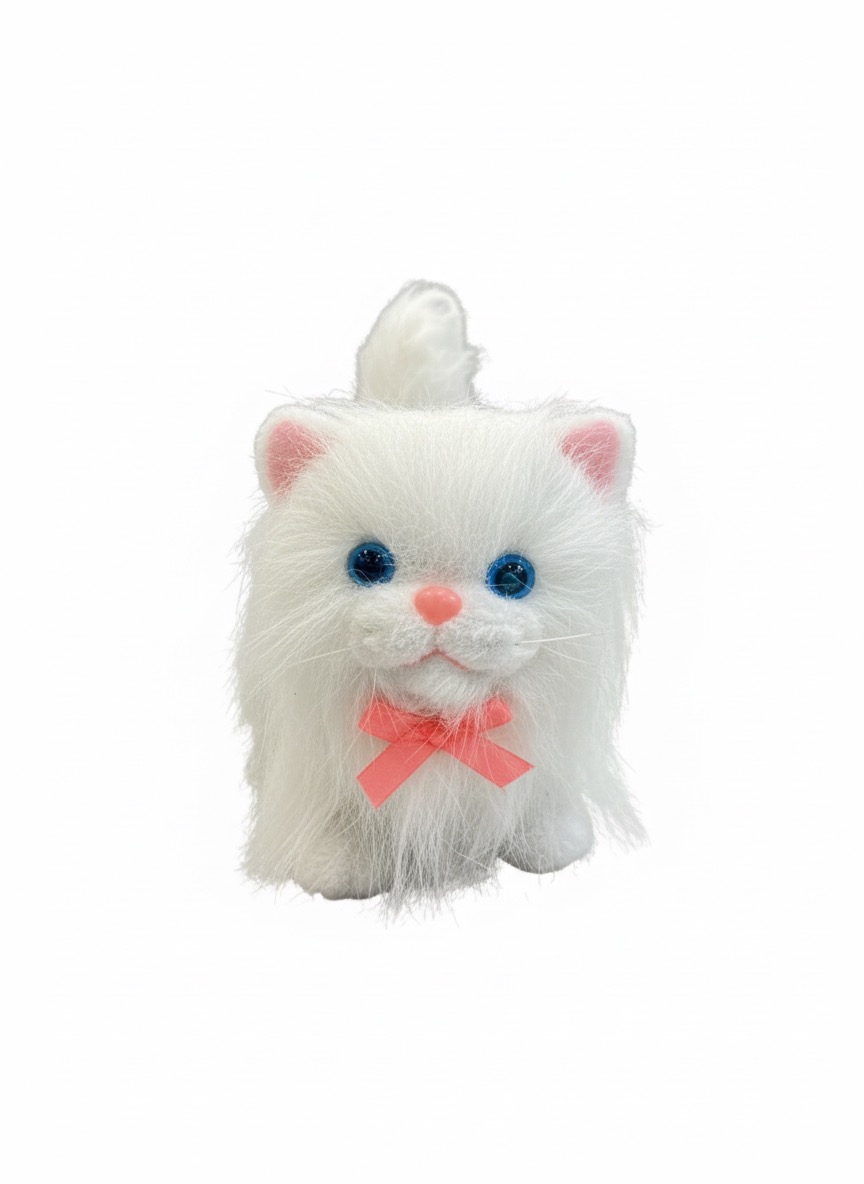 Interactive White Kitten Toy - Meows, Lights Up & Wags Tail