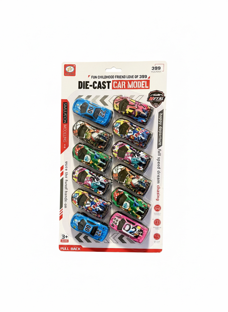 12-Pack Pull-Back Die-Cast Racing Car Set