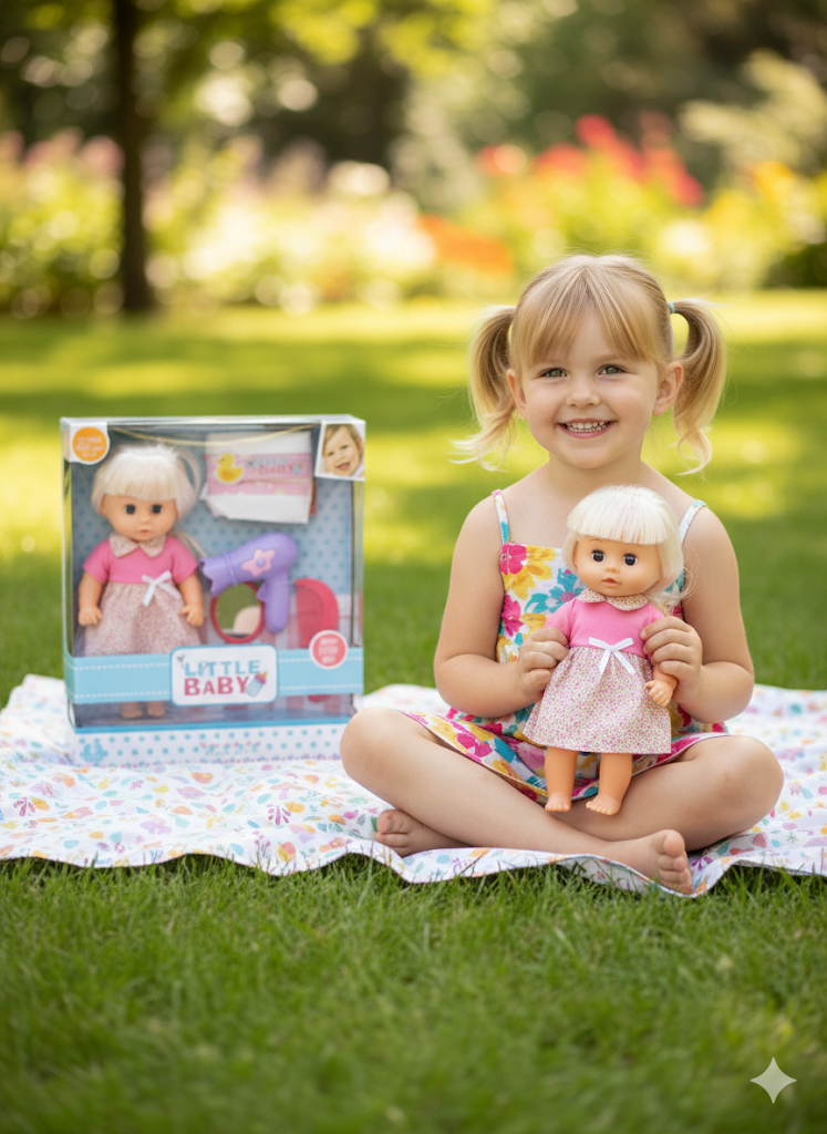 LITTLE BABY Doll with Hair Dryer Set