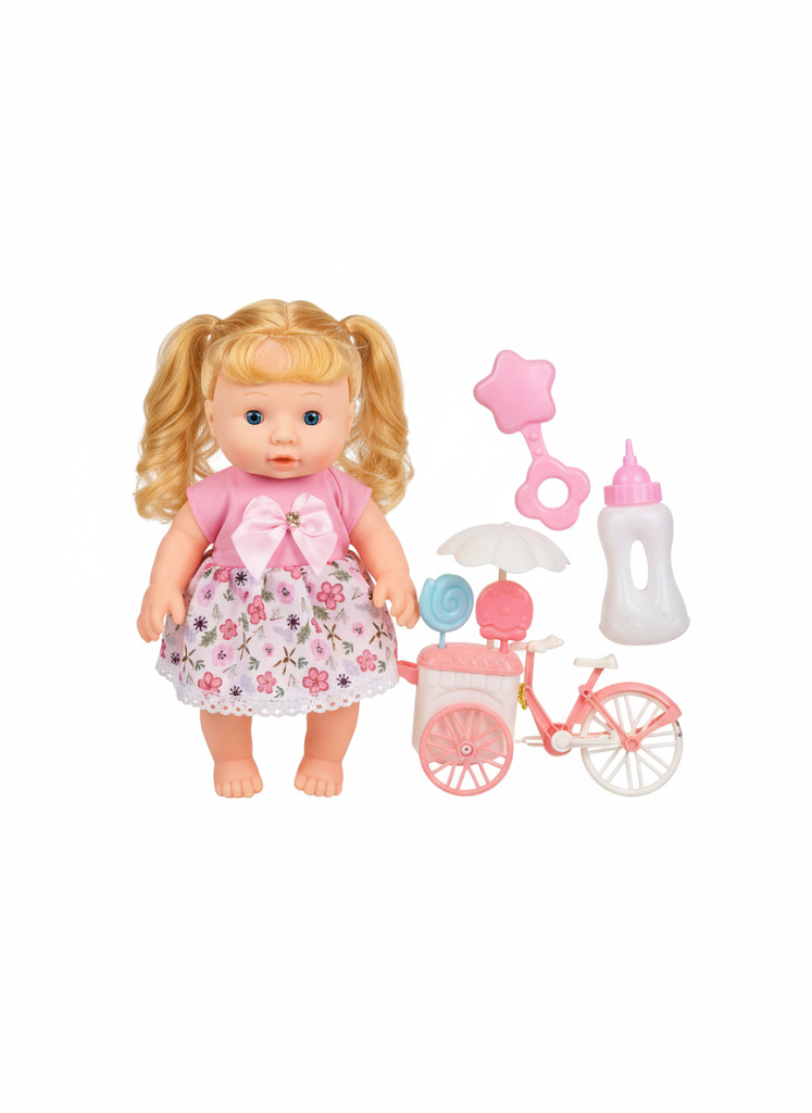 Lovely Baby Doll & Pink Tricycle Play Set