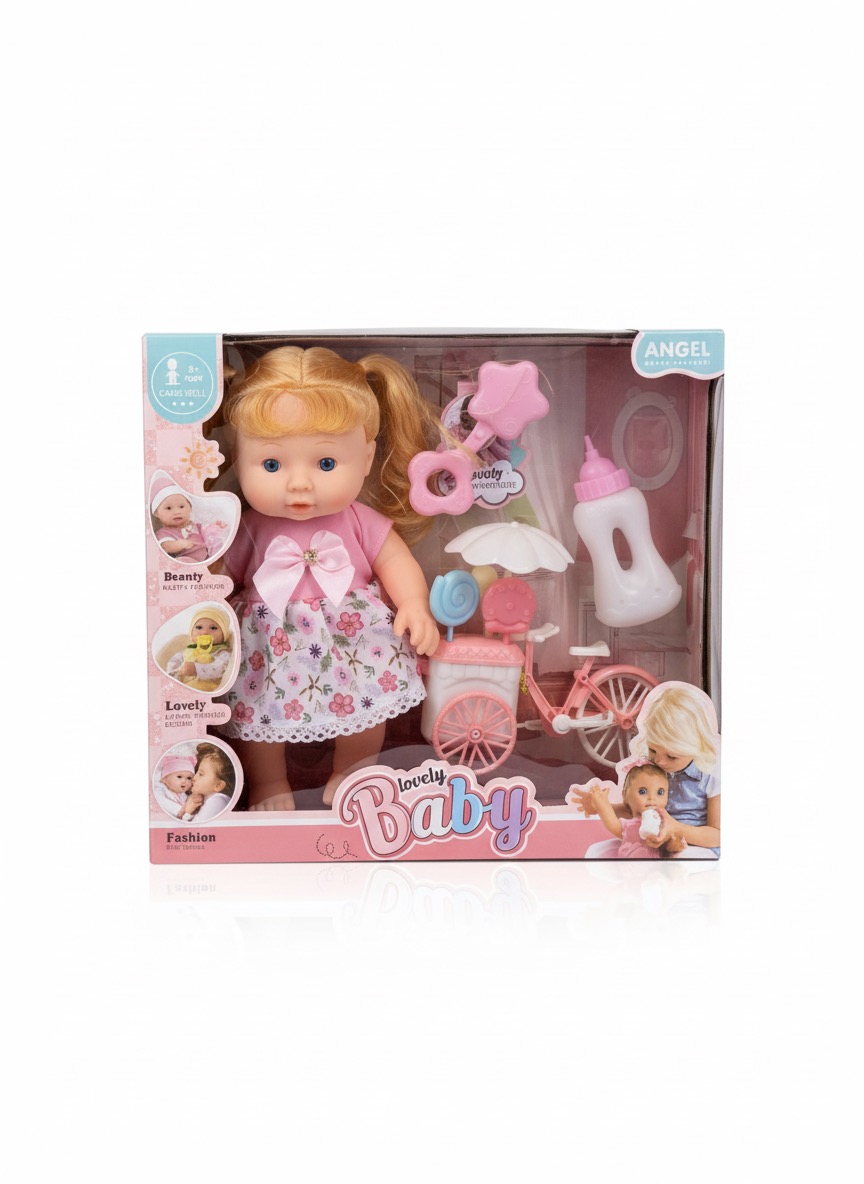 Lovely Baby Doll & Pink Tricycle Play Set