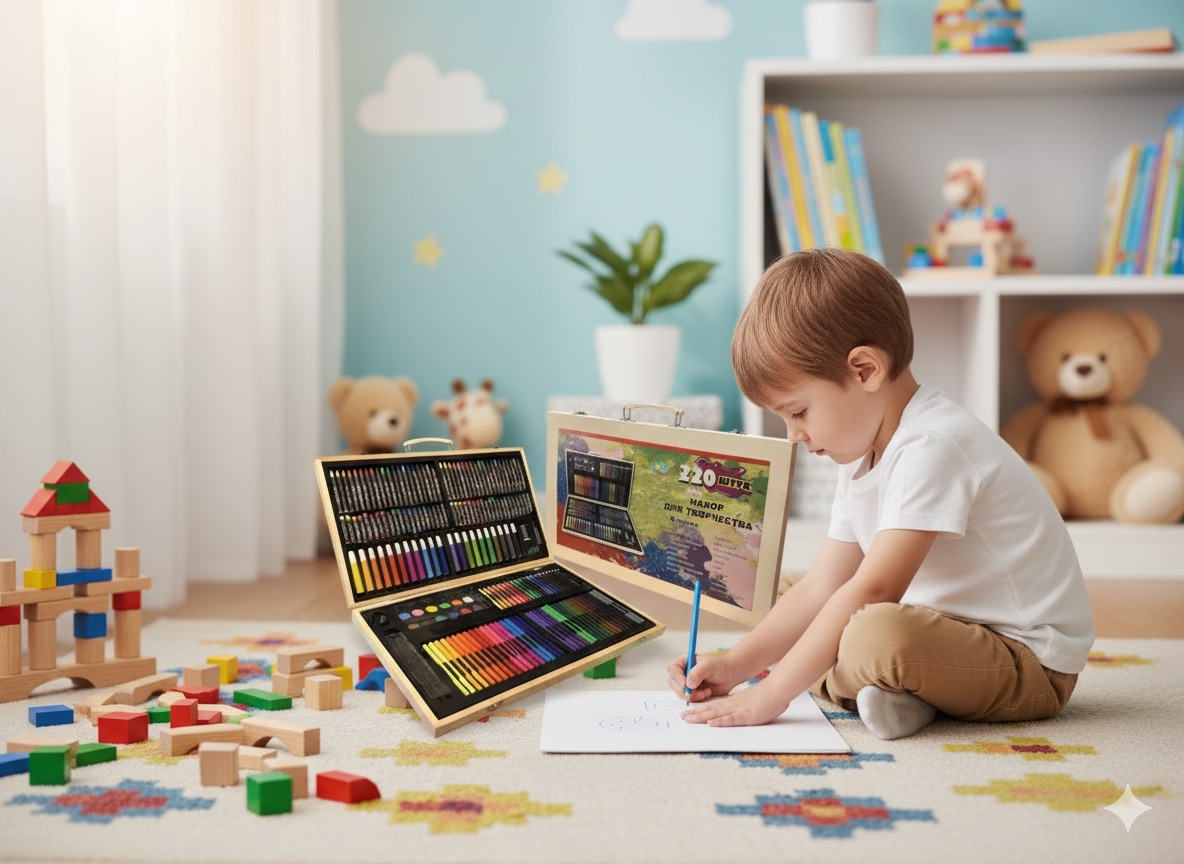220-Piece Deluxe Art Supply Kit in Wooden Case